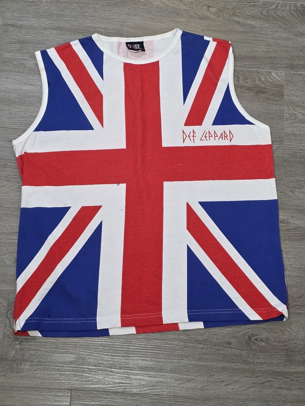 Vintage Def Leppard Union Jack Sleeveless Shirt Sz XL Giant Tank Top Rock